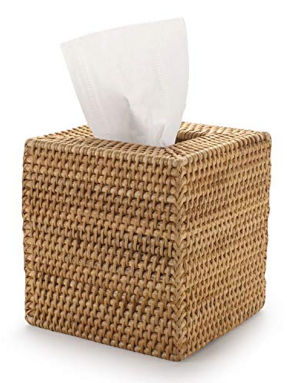 Rattan Tissue Box Cover Natural Woven Facial Napkin Holder Square (Natural,